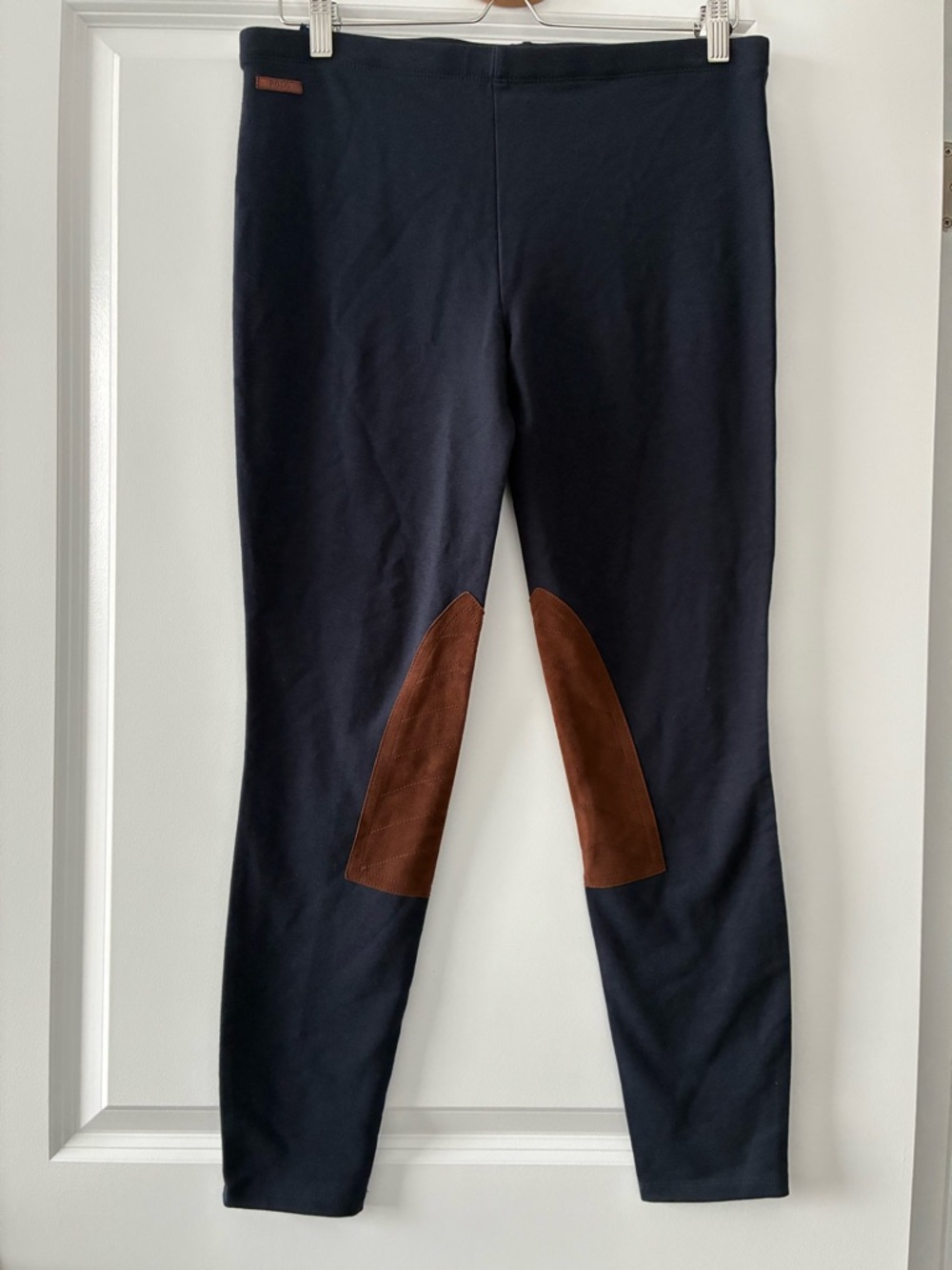 Polo Ralph Lauren Size L Skinny Riding Leggings with Sheep Leather - Navy/Brown